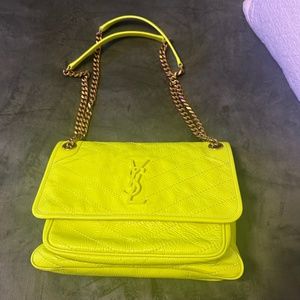 Saint Laurent Medium Niki Matelassé Leather Shoulder Bag (SAFTEY YELLOW)